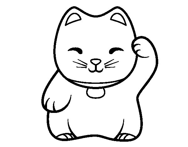 Dibujo De Maneki Neko Blanco Para Colorear 