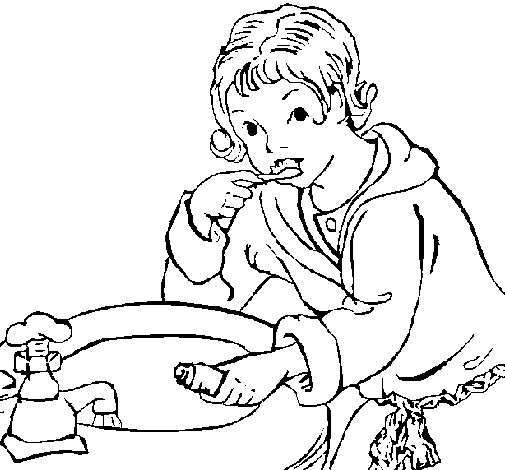 Dibujo de Niño lavándose los dientes para Colorear - Dibujos.net